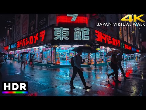 Japan Rainy Night Walk in Shinjuku, Tokyo &bull; 4K HDR