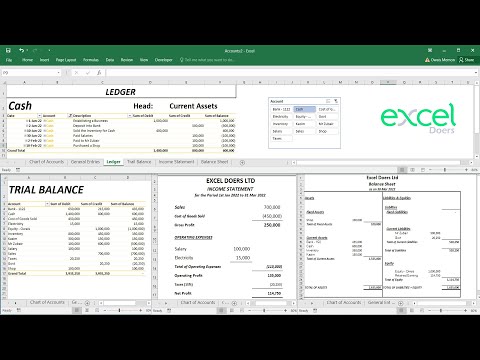 How to automate Accounting Ledger, Trial Balance, Income Statement, Balance Sheet in Excel | English