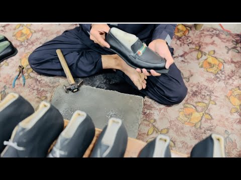 Factory video shoes making handmade shoes pure leather