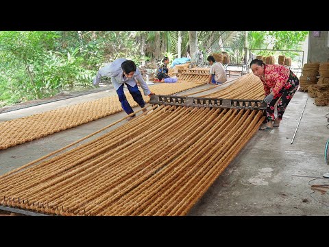 Amazing Process of Producing Giant Mats With Coconut Husks