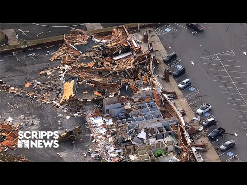 Aerial footage of Clarksville, TN after deadly tornado