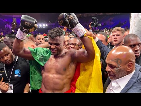 Mike Tyson EMBRACES Francis Ngannou immediately after Tyson Fury fight!