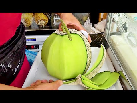 amazing fruit cutting skill, watermelon punch, cup fruit - korean street food