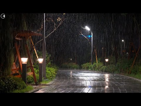 best heavy rain that allows you to sleep without insomnia on a rainy promenade, cozy sleep lullaby