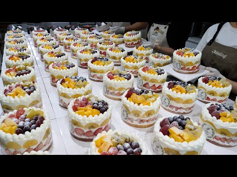 amazing visual! korean best various cake factory mass production top5 - korean street food