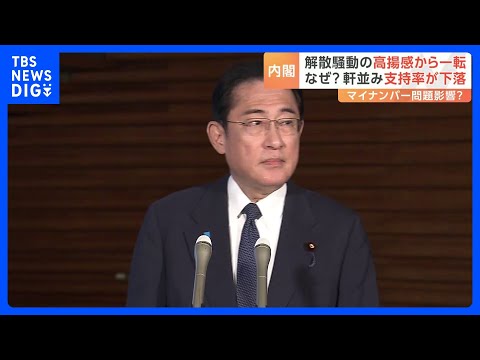 解散騒動の高揚感から一転&hellip;岸田内閣支持率　報道各社の世論調査で軒並み下落｜TBS&nbsp;NEWS&nbsp;DIG