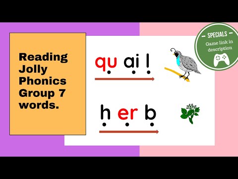 Jolly Phonics group 7 (qu, ou, oi, ue, er, ar)| Dot reading| Blending| Game included|No Music