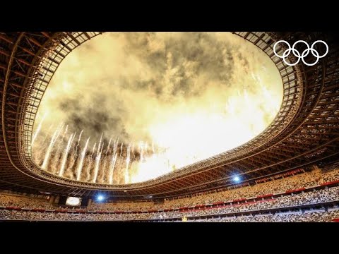 Drones light up the Sky &amp; Artists sing 'Imagine' | Tokyo 2020 Opening | 