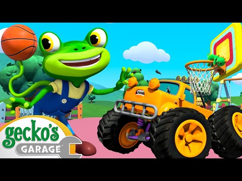 Monster Truck Basketball Fix Gecko the Mechanic | Vehicle Repair Cartoons | Buses, Trucks and Cars