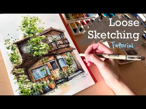 Loose Ink and Watercolor Sketching Basics | Real time sketching tutorial