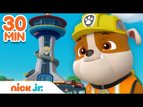 Rubble Lookout Tower Rescues! w/ PAW Patrol Chase &amp; Skye | 30 Minute Compilation | Rubble &amp; Crew