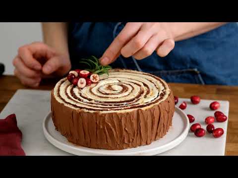 MAGIC Cake for the Holiday. Roll cake &quot;Christmas tree stump&quot;. Sponge cake recipe for roll.