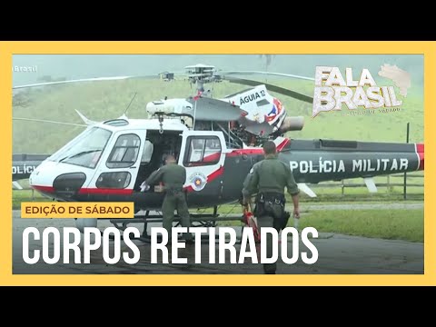 Corpos de ocupantes de helic&oacute;ptero s&atilde;o retirados de mata em Paraibuna (SP)