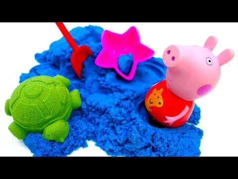 Peppa Pig and kinetic sand: Learn colors for kids