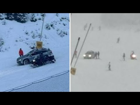 Con l&rsquo;auto sulla pista da sci, l&rsquo;imprevisto di un automobilista a San Martino di Castrozza