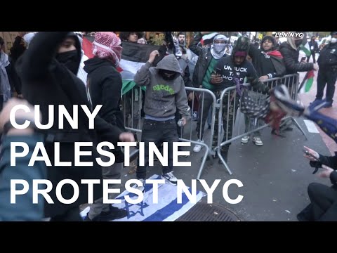 Israeli Flag Burned, Hostage Posters Ripped, Jews vs Palestinians, CUNY Protest / NYC 11.2.23