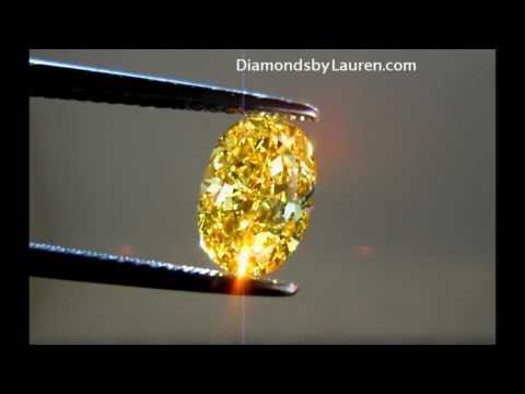 1.50 Fancy Vivid Yellow Oval Diamond GIA graded