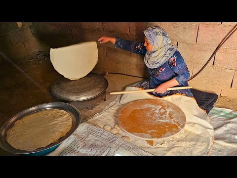 Cooking local bread: Iranian bread