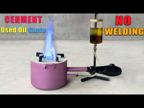 NO Welding | CEMENT Used Oil Stove new version 2.0 super easy | DIY Used Oil Stove Burner