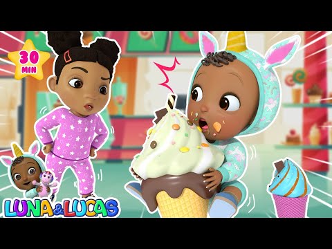 Ice Cream Song 🍨 | Nursery Rhymes &amp; Kids Songs | Luna &amp; Lucas 🌈 🦄