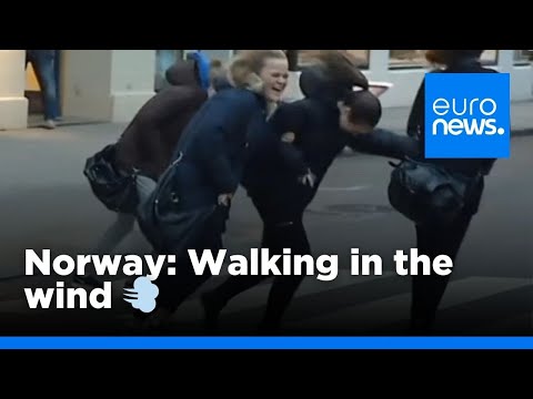 Walkin' in the Wind: People blown over in streets as Storm Ivar hits Norway