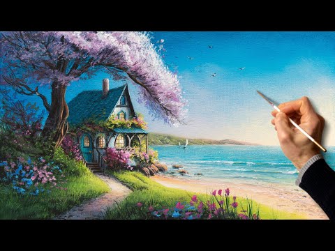 Аcrylic Landscape Painting - Paradise Sea / Satisfying Art / Easy Drawing For Beginners / Акрил