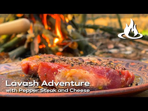 Bushcraft Cooking: Lavash Adventure with Pepper Steak and Cheese