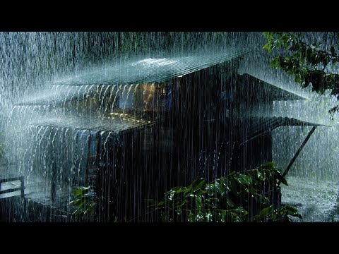 Listening in 3 Minutes to SLEEP FAST | Strong Rain &amp; Mighty Thunder Sounds on the Roof of Old House