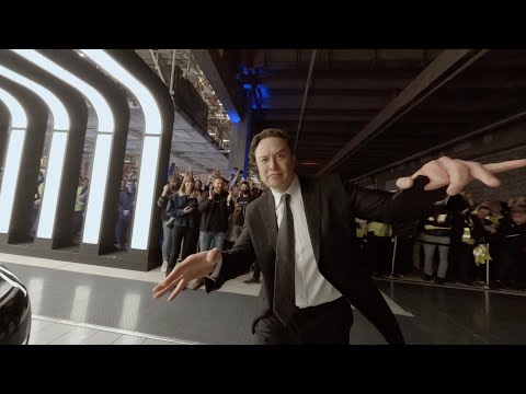 Elon Musk Drone Dance Behind the Scenes at Teslas Delivery Event 2022, Berlin Germany in 4K