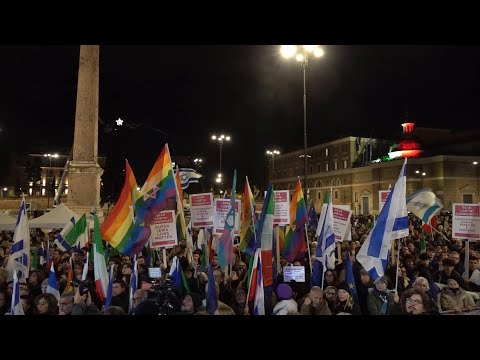 Rome's Jewish community rally in solidarity with Israel, against antisemitism