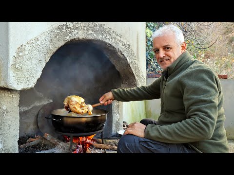 AMAZING FLAVORS | Butter Roasted Chicken and Fried Potatoes | Outdoor Kitchen