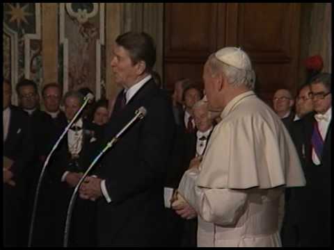 President Reagan speaks to American Seminary Students in Vatican City on June 7, 1982