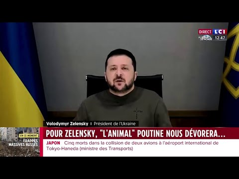 Pour Zelensky, &quot;l'animal&quot; Poutine nous d&eacute;vorera