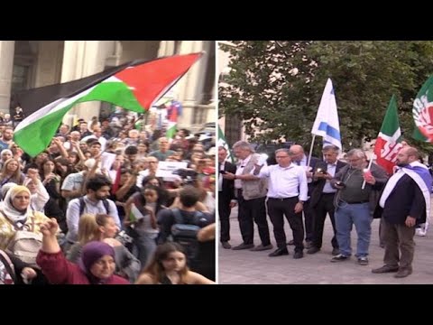 Le due Milano che manifestano, il presidio palestinese e quello in sostegno di Israele
