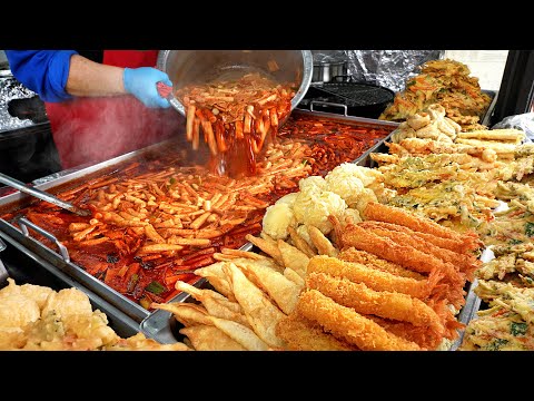 Amazing! No. 1 Spicy food on the street! Stir-fried Rice Cake (Tteokbokki). / Korean street food