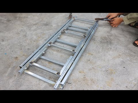 Great craftsman's idea to make a smart folding ladder yourself / DIY smart folding metal