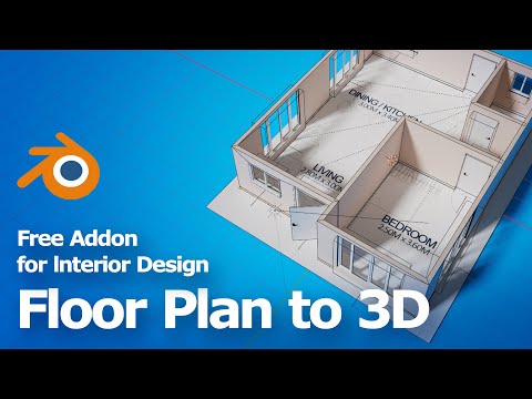 Blender Architecture Addon Tutorial, Interior Design Floor Plan to 3D