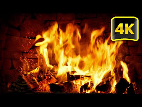 🔥 BURNING FIREPLACE 4K &amp; Crackling Fire Sounds 🔥 Relaxing Fireplace for Stress Relief, Study, Sleep