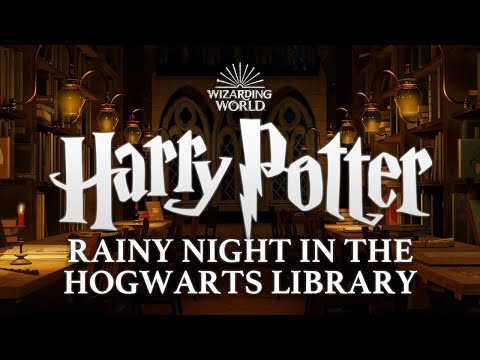 Rainy Night In The Hogwarts Library | Harry Potter Music &amp; Ambience ☔️