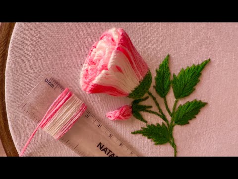 Rose flower hand embroidery design|hand embroidery|embroidery video|stitches|latest embroidery video