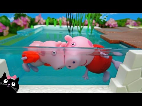 Peppa Pig de Vacaciones en la Casa de Calico Critters con Piscina de Playmobil - Juguetes Peppa Pig