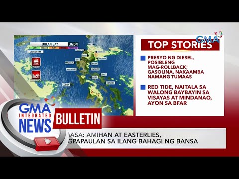 PAGASA: Amihan at Easterlies, magpapaulan sa ilang bahagi ng bansa | GMA Integrated News Bulletin