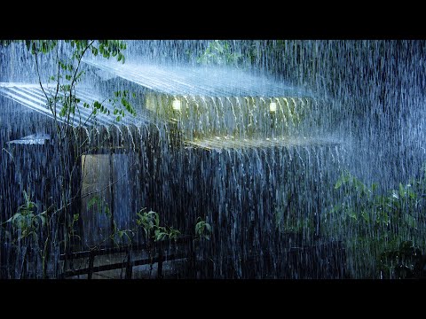 Fall Asleep Fast on Stormy Night | Heavy Rainstorm 4K &amp; Powerful Thunder Sounds on Roof of Farmhouse