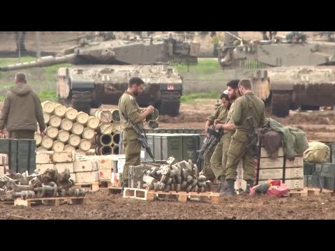 Israeli military forces in southern Israel near Gaza border