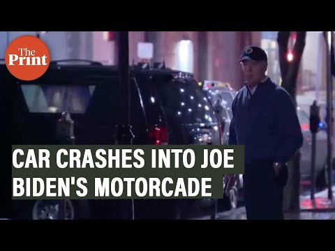 Joe Biden rushed into his vehicle as a car crashes into his motorcade