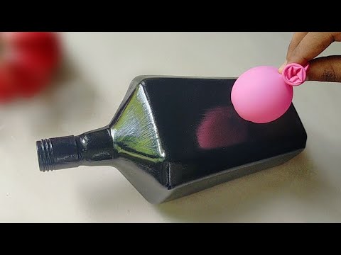 New Bottle Decoration Using Balloon/Balloon Bottle Craft/Bottle Art Idea/Balloon Hack