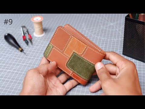 Made From SCRAPS! Patchwork Bifold Wallet - Leather Craft ASMR