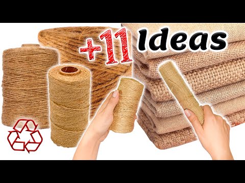 11 IDEAS f&aacute;ciles con ♻️reciclaje utilizando CUERDA de YUTE y TELA de SACO