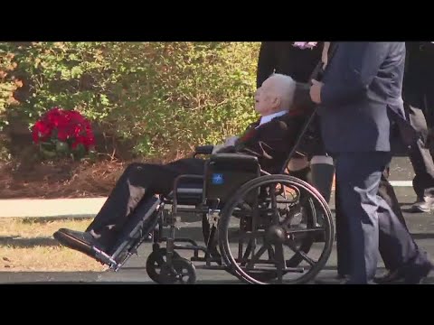 Jimmy Carter stays by wife Rosalynn's side to the end as she gets buried in Plains