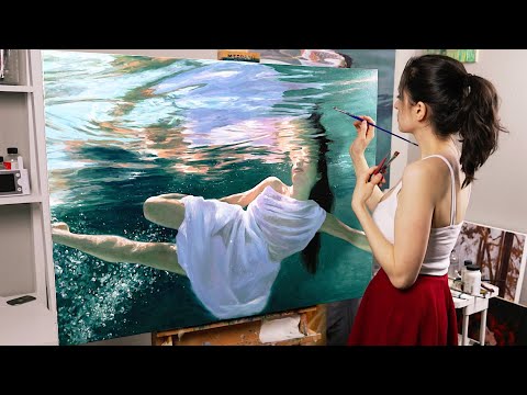 I painted myself underwater (it took 4 months) | Oil Painting Time Lapse | Realistic Water